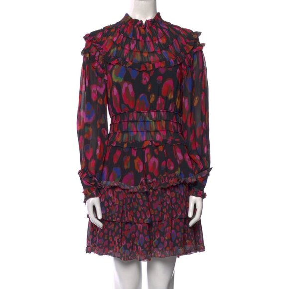 Farm Rio iridescent leopard print ruffle long sleeve dress NWT - Picture 10 of 13